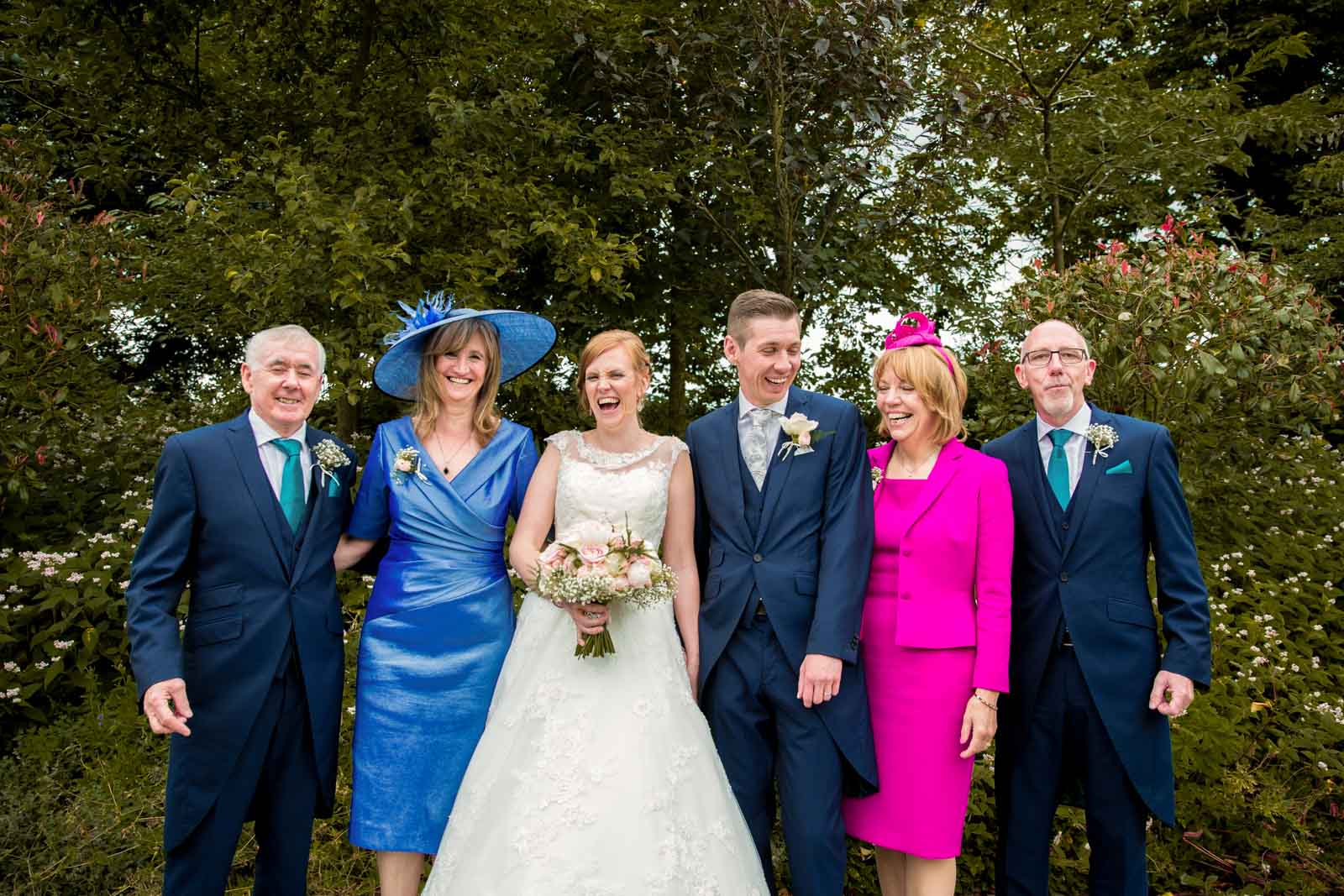 group photos of the family at styal lodge wedding venue during a wedding day
