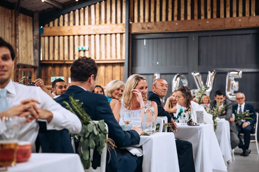 Speeches during a Dove Barn Wedding in Knutsford Cheshire