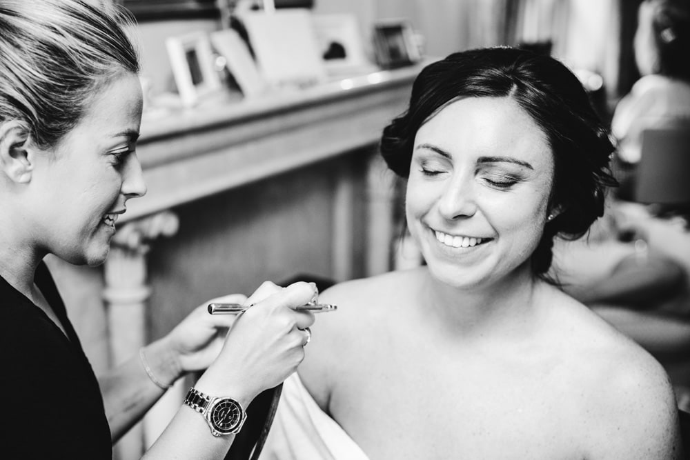 bridal preparations at a wedding in cheshire at the brides house