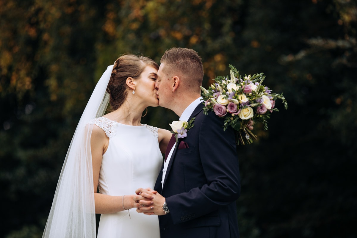 bride and groom at thornton hall hotel