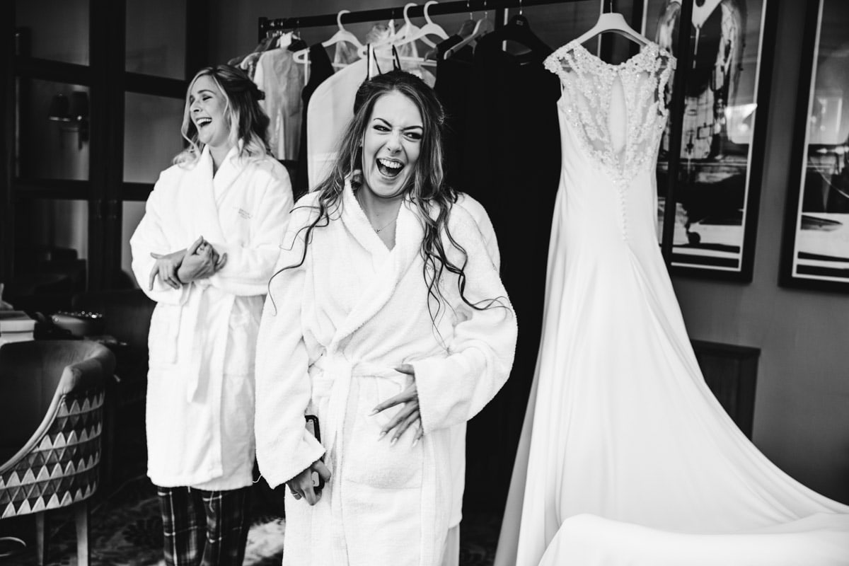 sister during bridal prep at thornton hall hotel