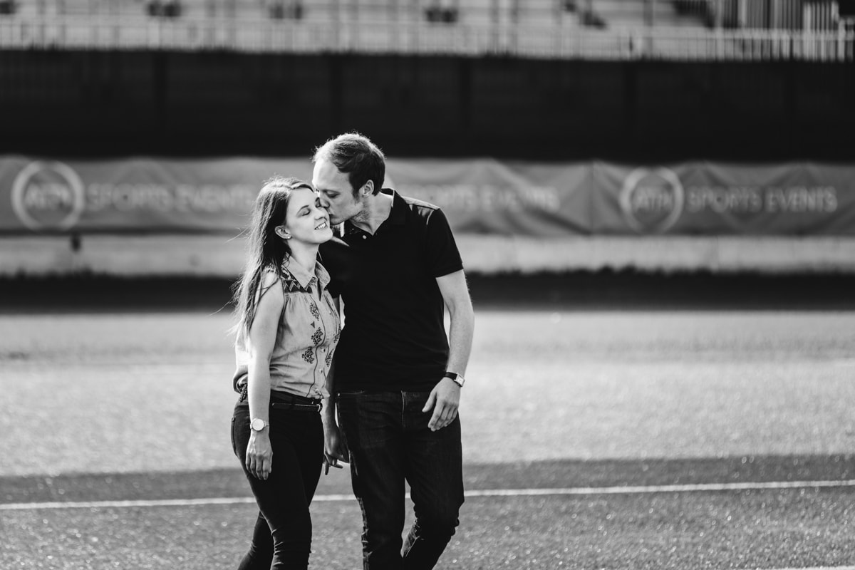 Engaged Couple on the Speedway