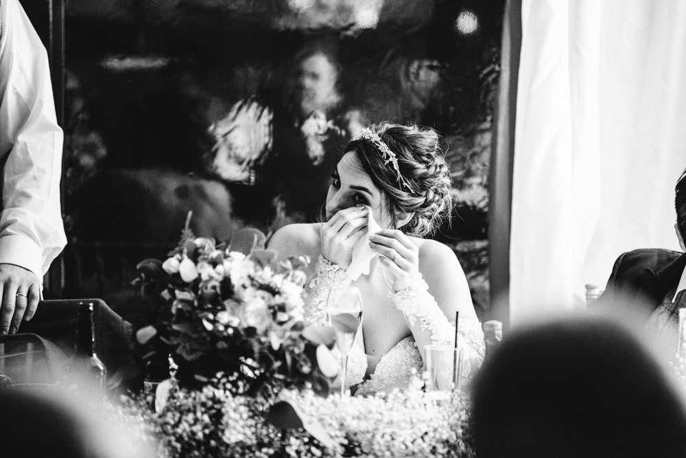 teary bride at soughton hall