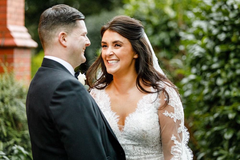 bride and groom portraits at st vincent church altrincham