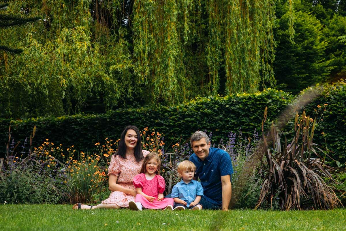 Family Photoshoot with mum dad and kids at walkden gardens
