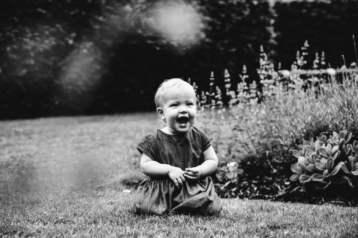 Happy baby in garden