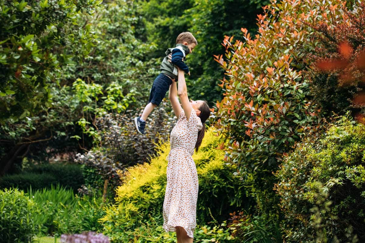 Mum throws son in air
