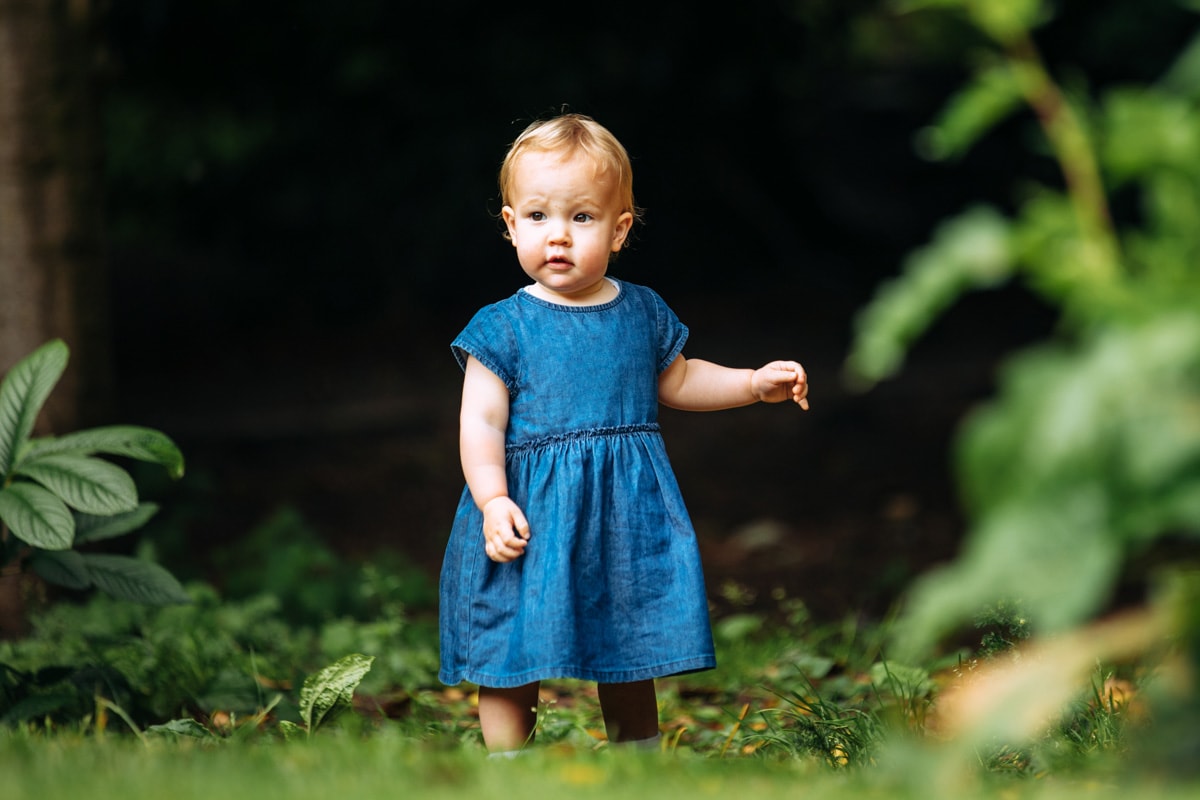 Baby in blue dress