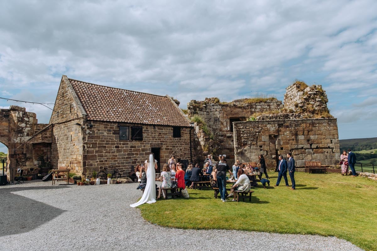 wedding guests at danby castle