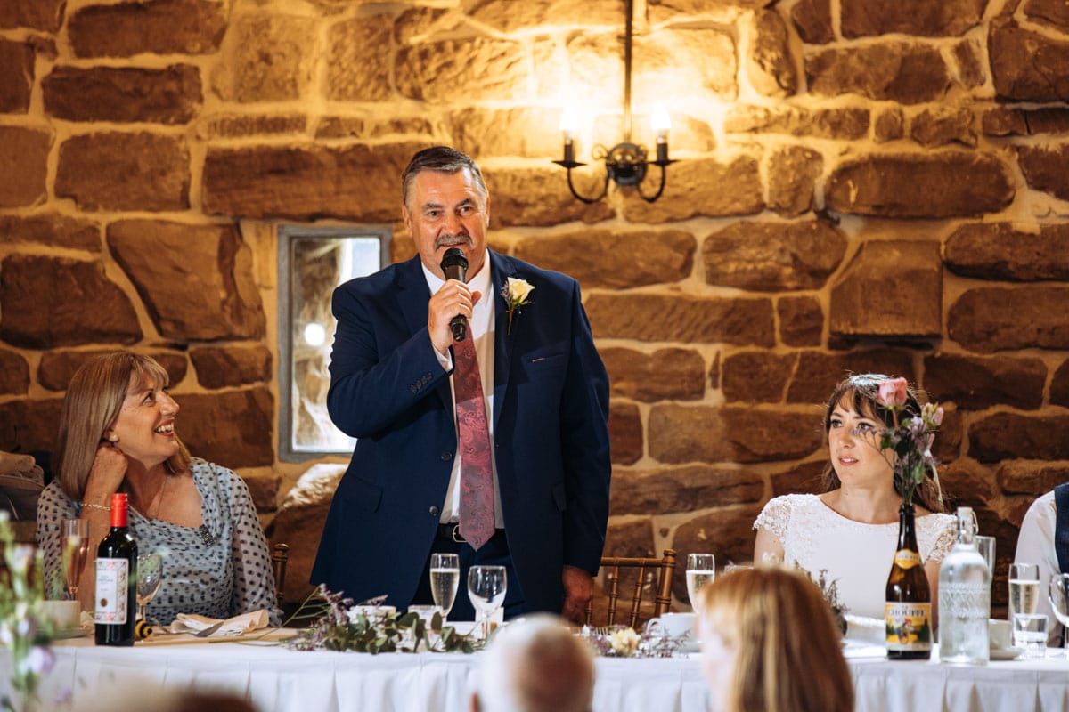 speeches during a wedding breakfast at Danby Castle