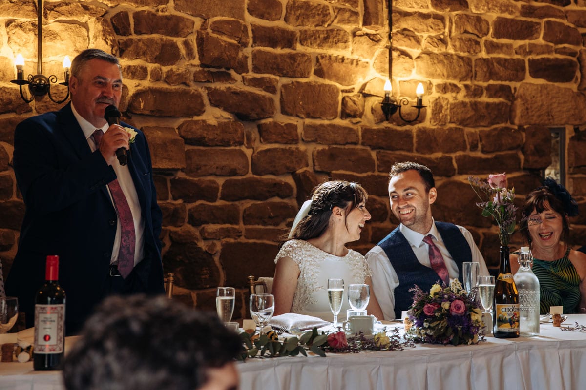 speeches during a wedding breakfast at Danby Castle