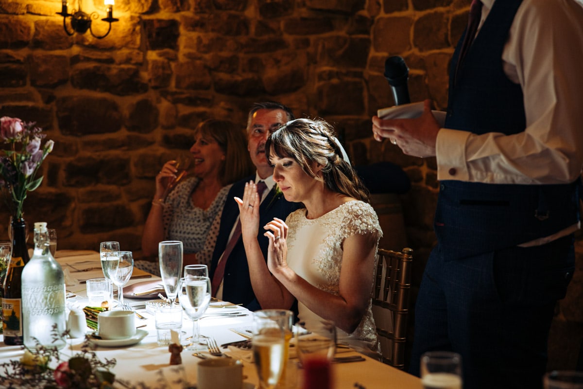 speeches during a wedding breakfast at Danby Castle