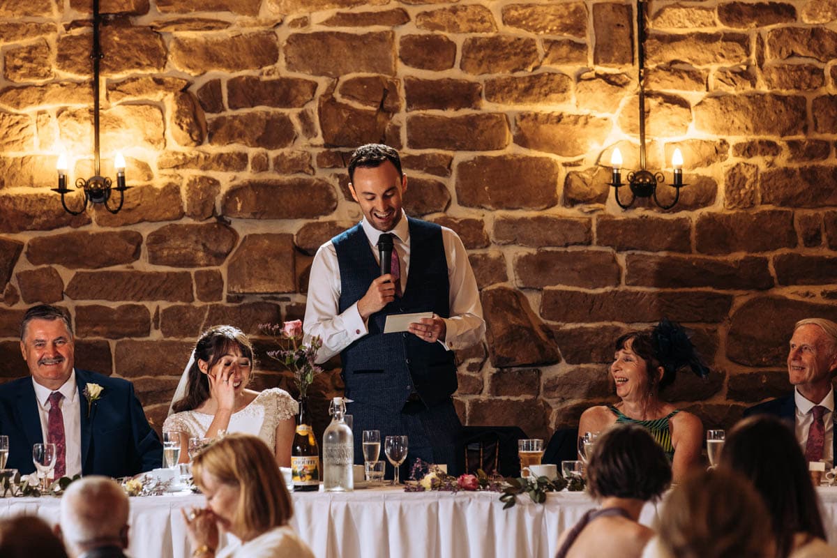 speeches during a wedding breakfast at Danby Castle
