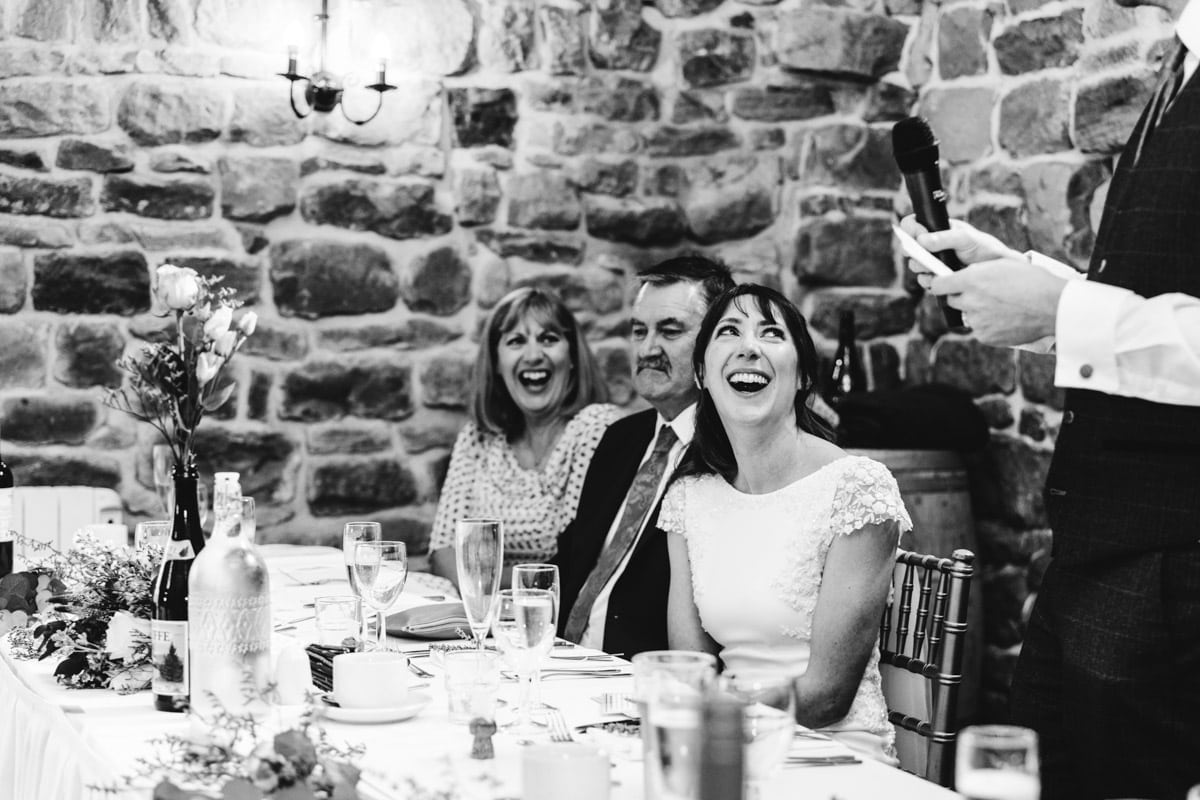 speeches during a wedding breakfast at Danby Castle