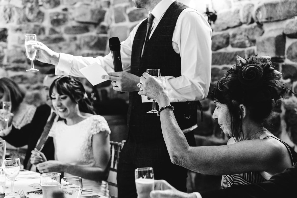 speeches during a wedding breakfast at Danby Castle