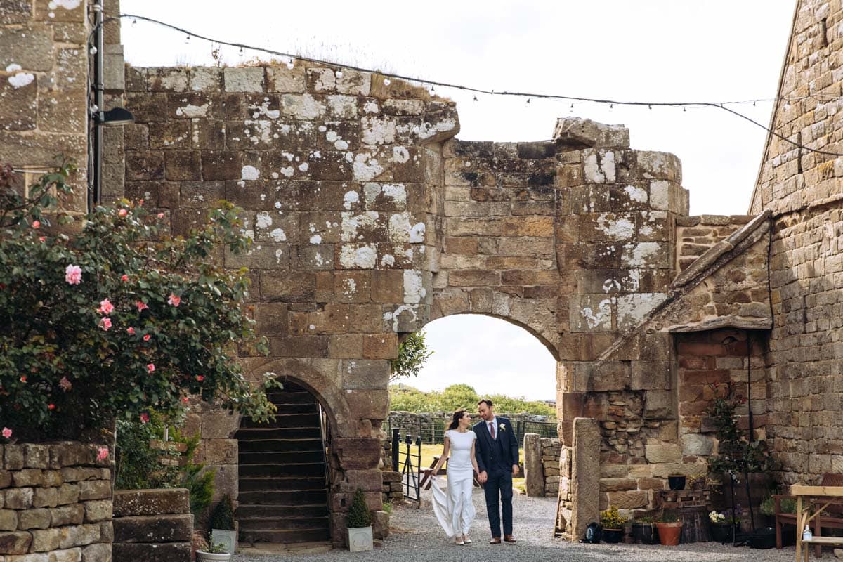 Danby Castle bride and groom