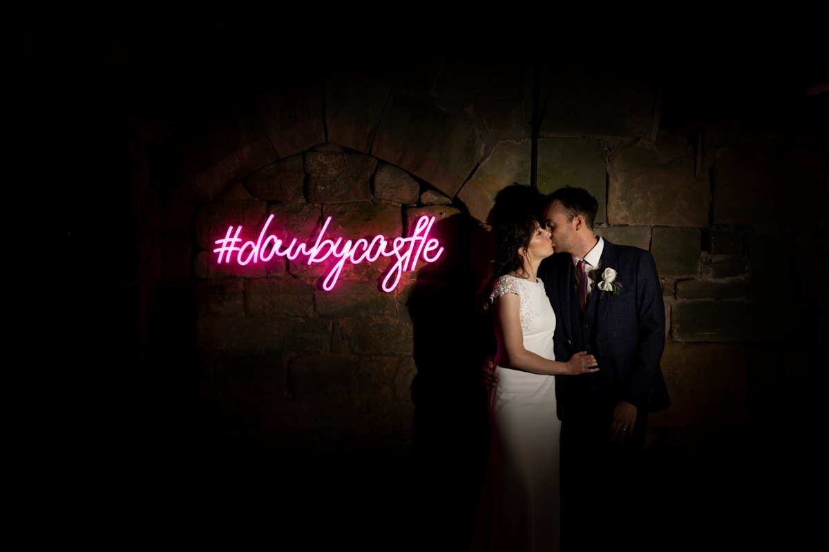 Danby Castle bride and groom
