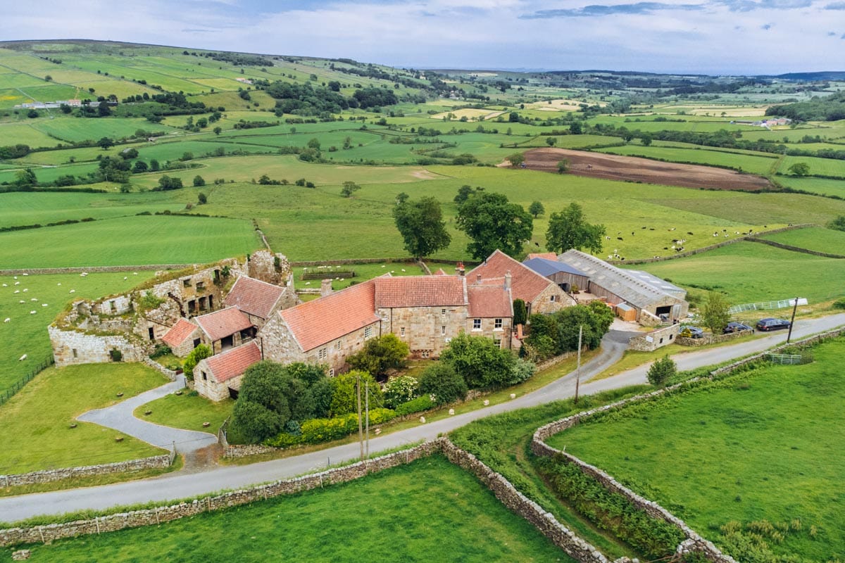 birds eye view of danby castle yorkshire wedding venue