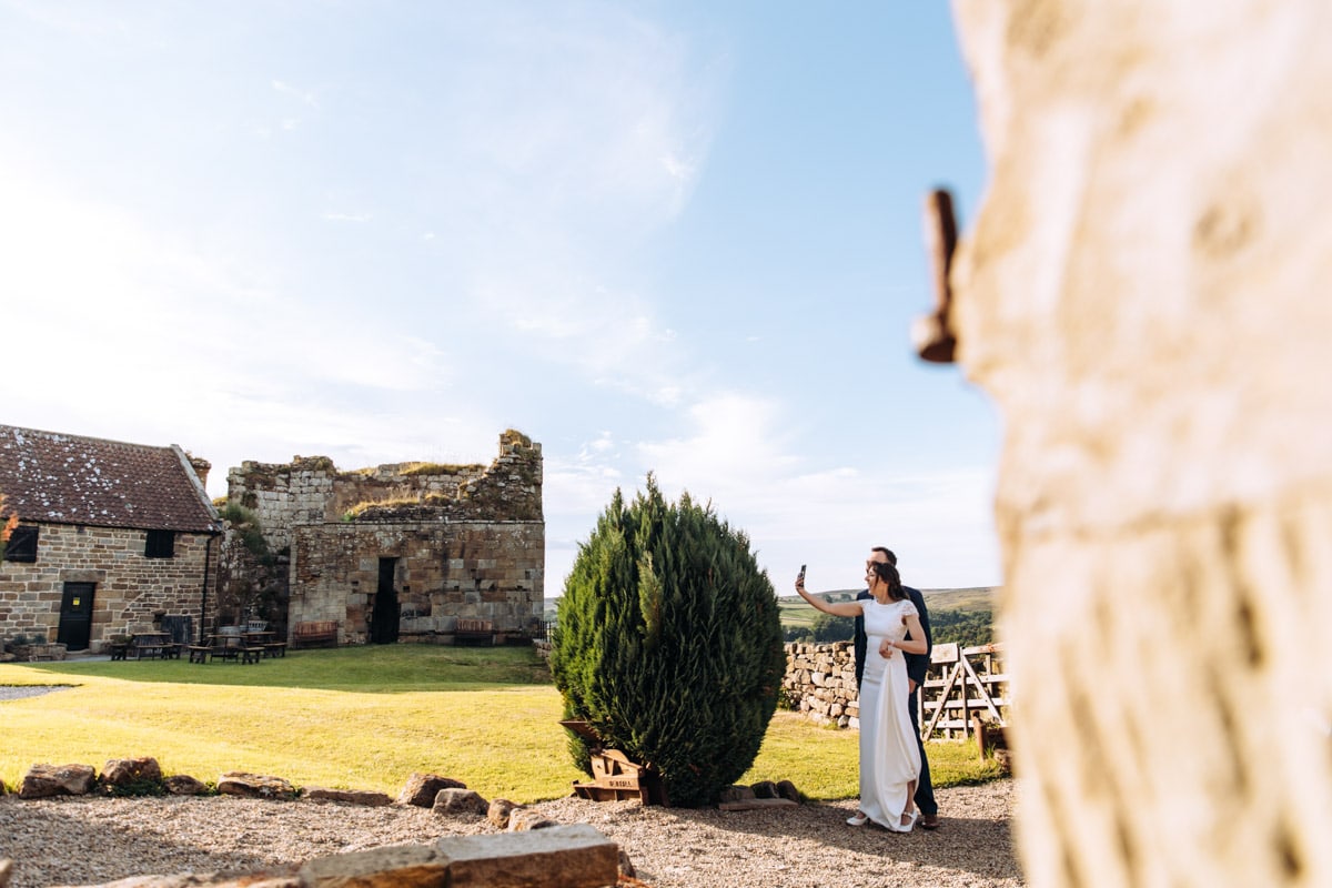 Danby Castle bride and groom