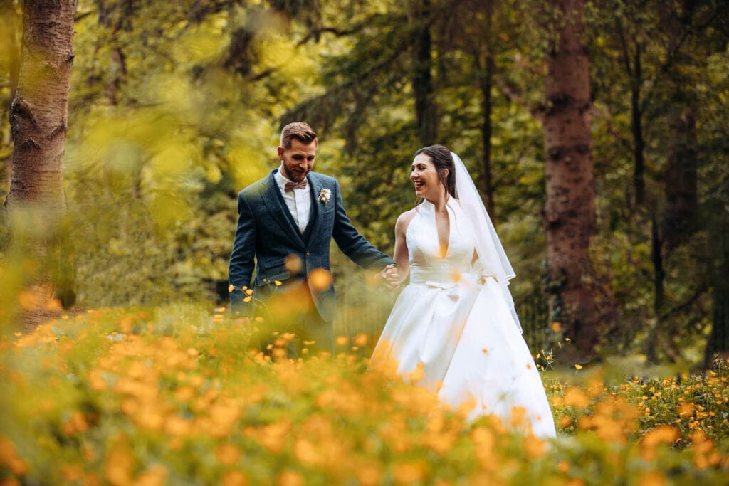 The Woodman Inn Adam & Eve on their wedding day in the woods