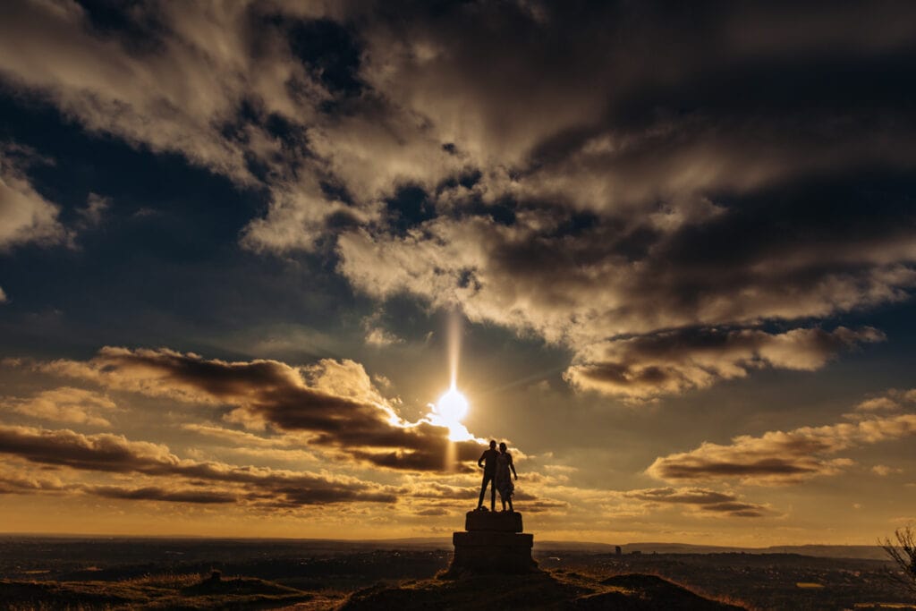 hartshead pike at sunset