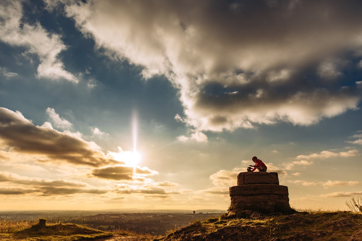 hartshead pike at sunset