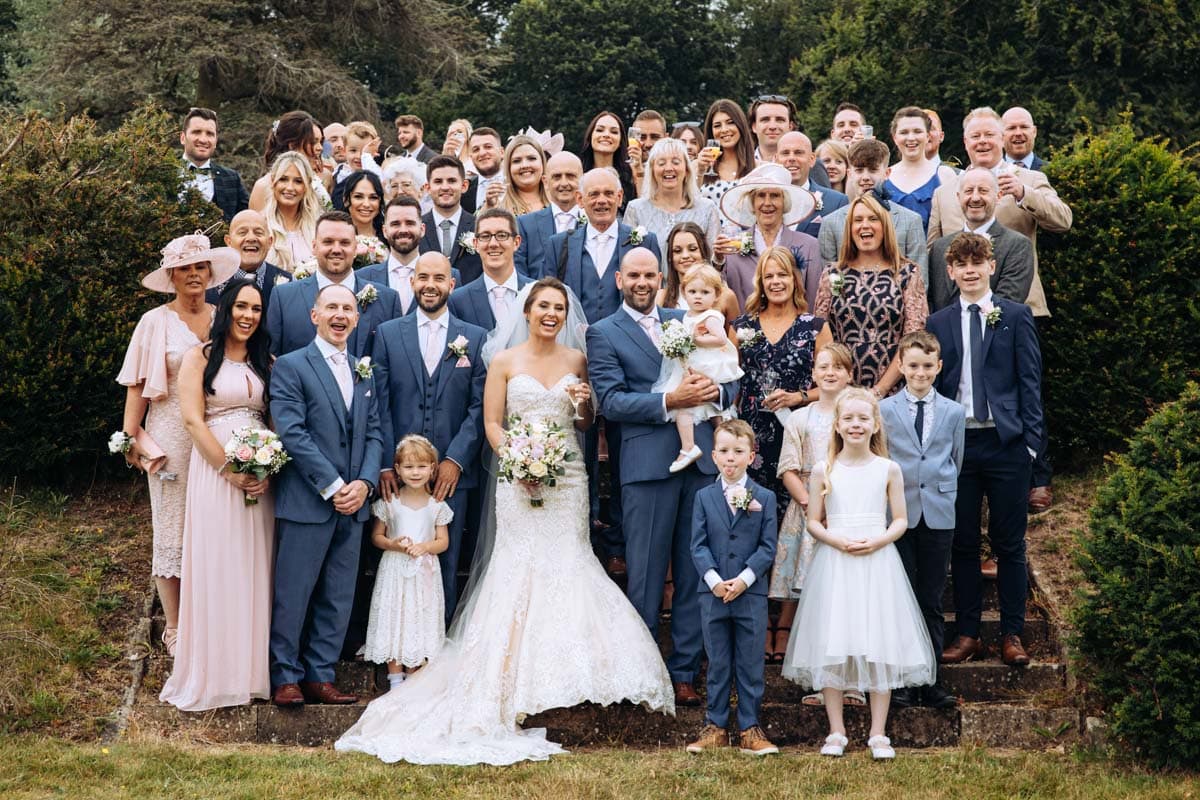 group wedding photo at willington hall wedding photographers