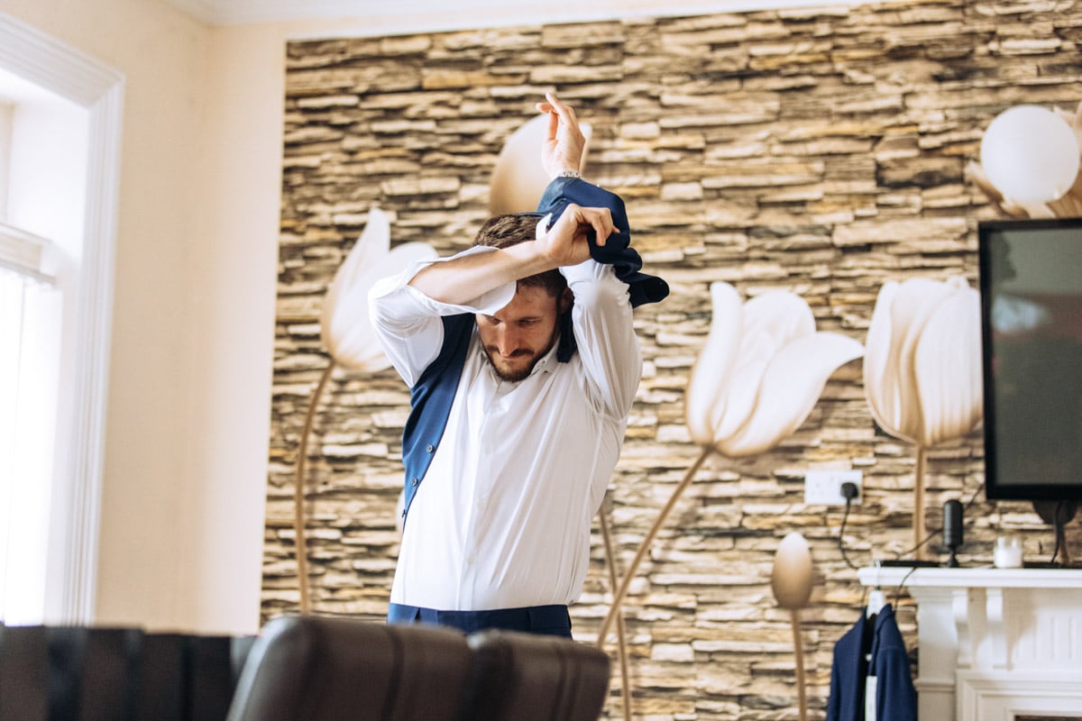 groom prep Oldfield Farm wedding photography