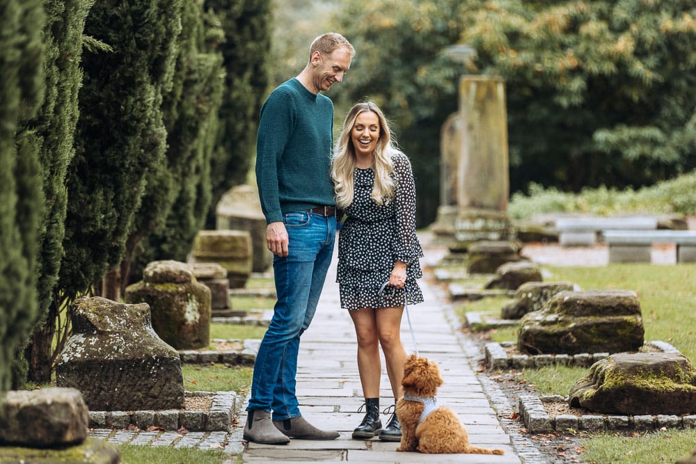 Sophie and glen on their engagement photoshoot in the historic town of chester