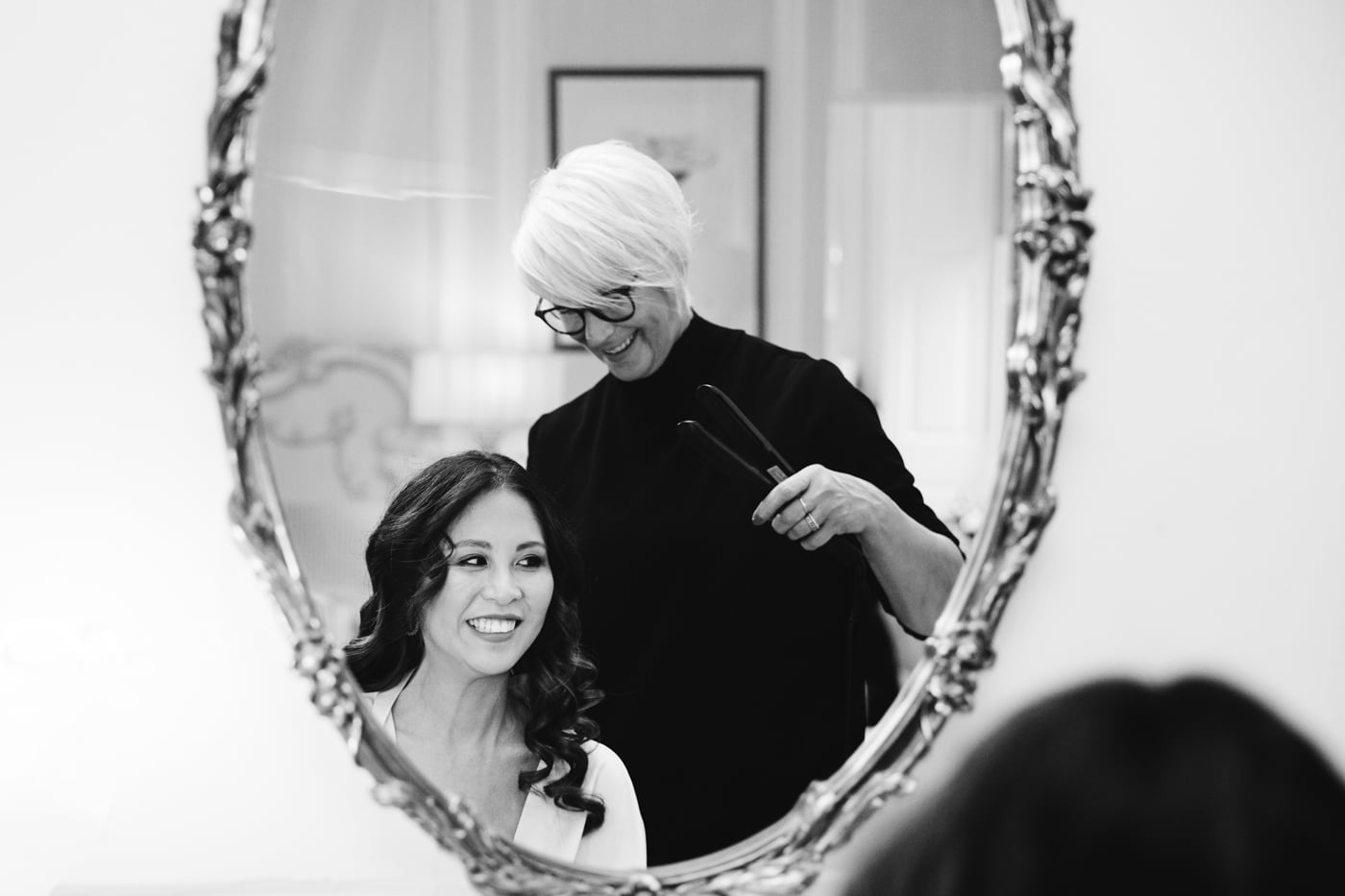 Bride getting ready at eshott hall in northumberland