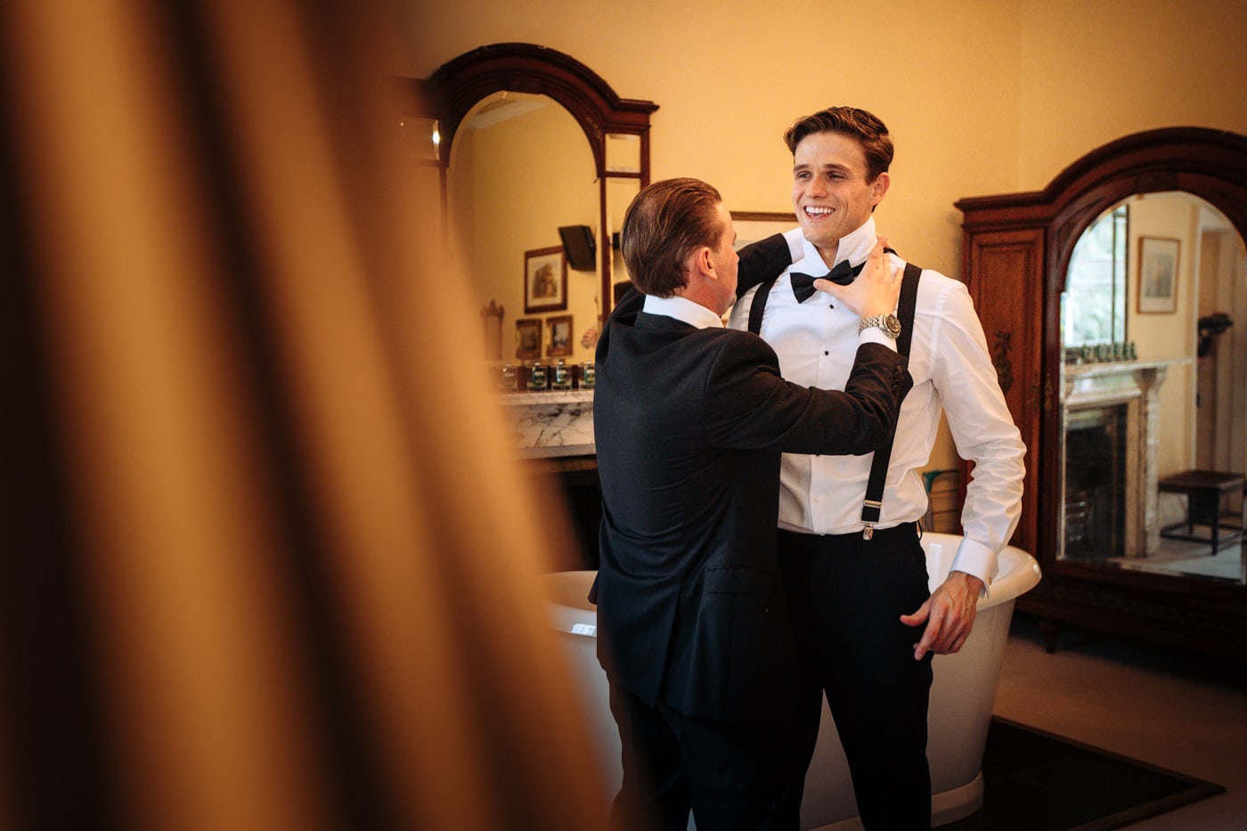 groom preparations at eshott hall wedding photography