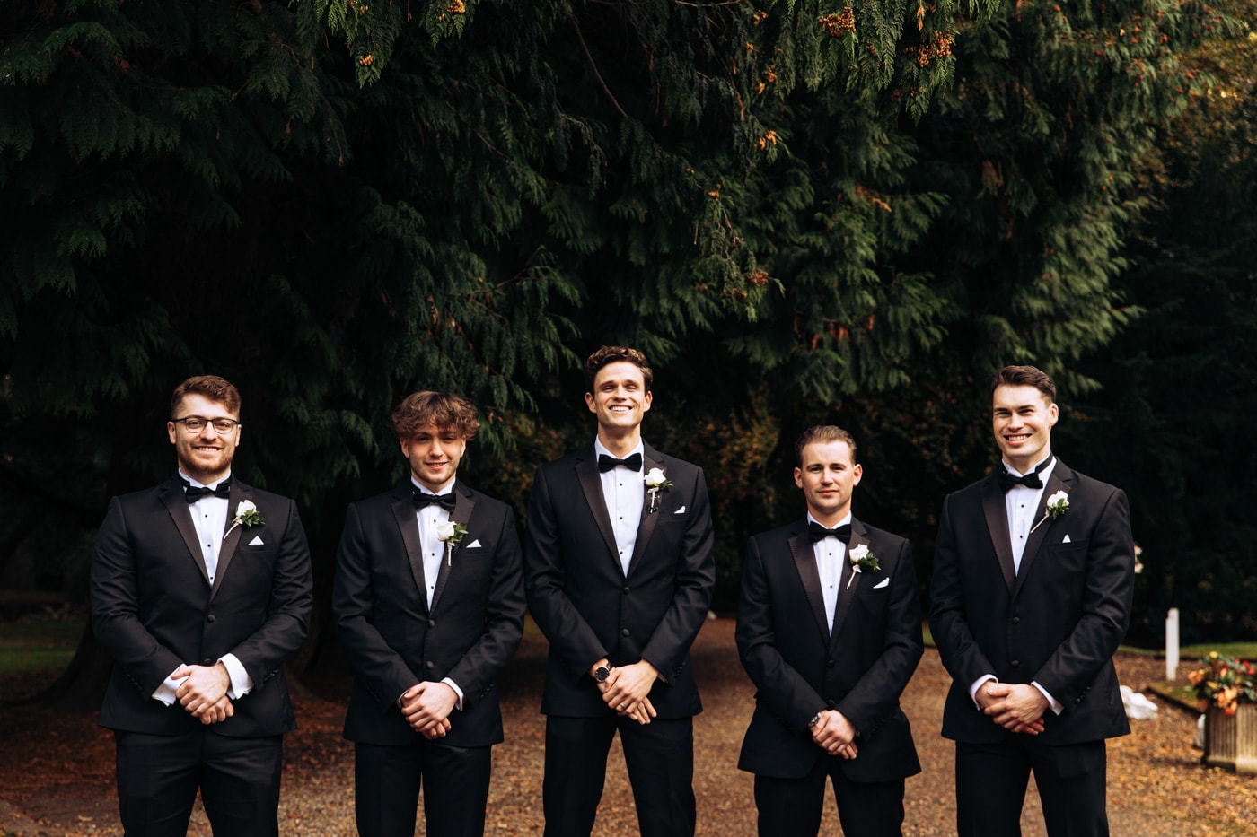 bridal party group photographs at eshott hall during their wedding day photography