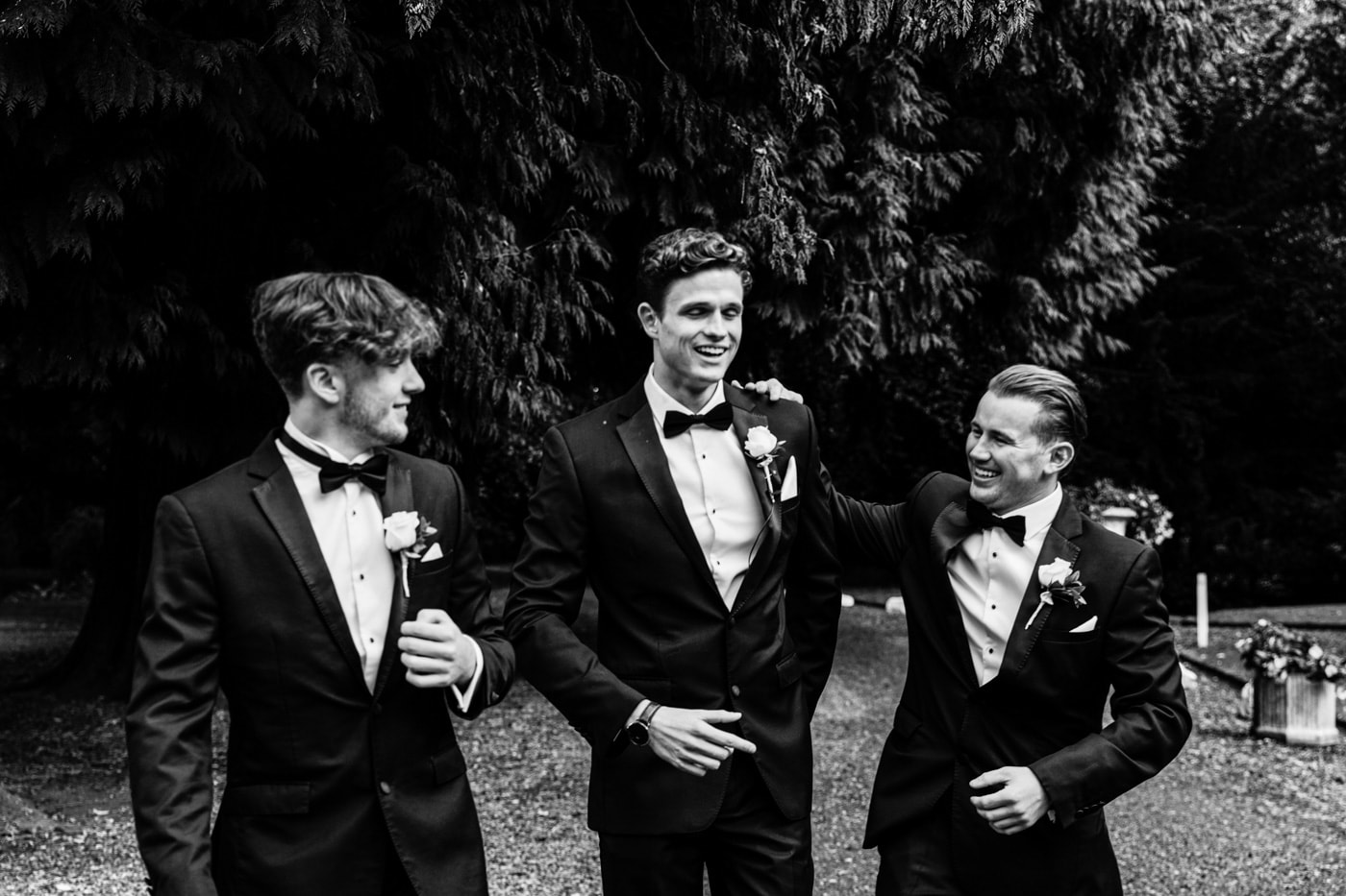 bridal party group photographs at eshott hall during their wedding day photography