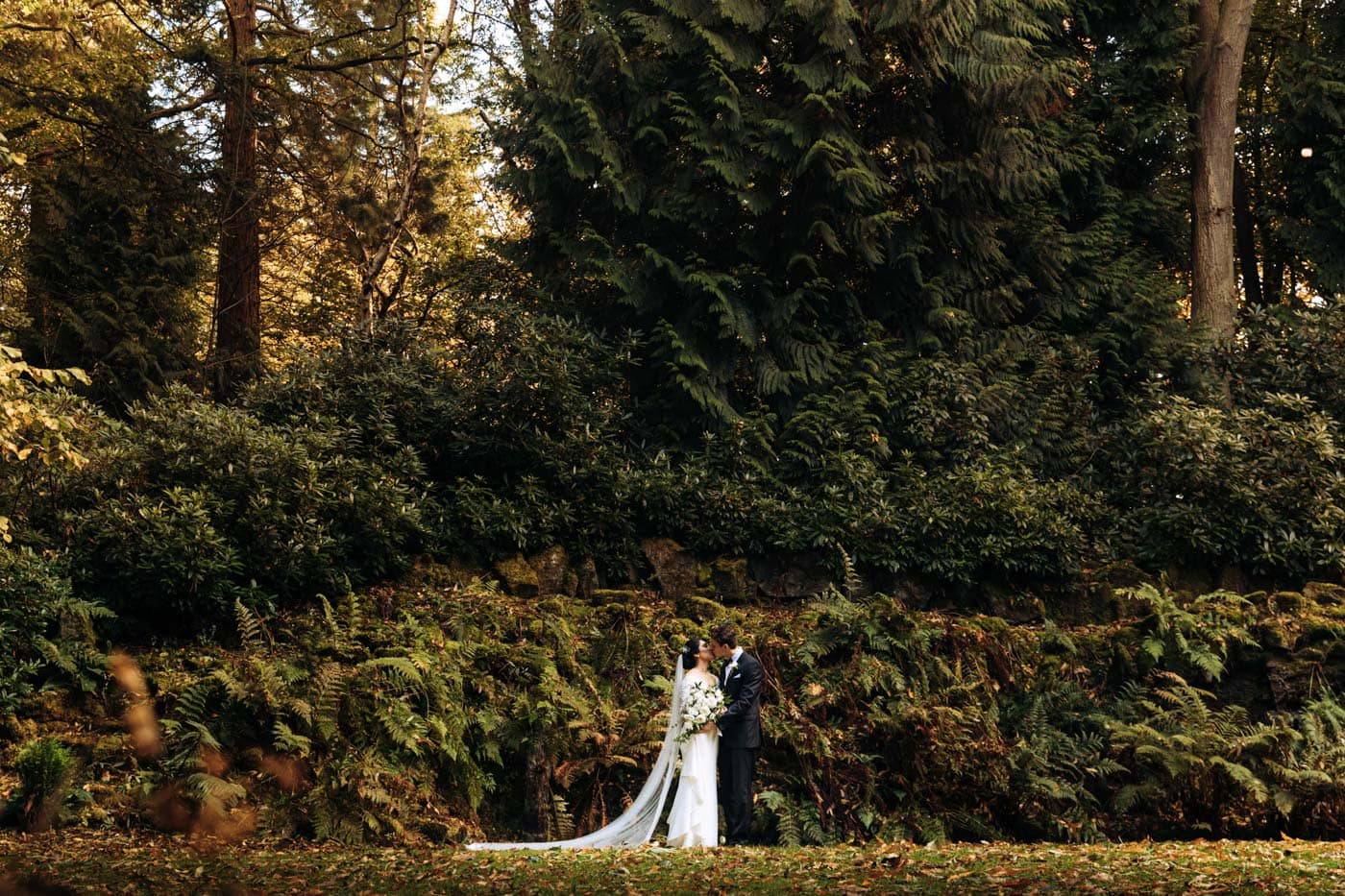 bride and groom at eshott hall wedding venue