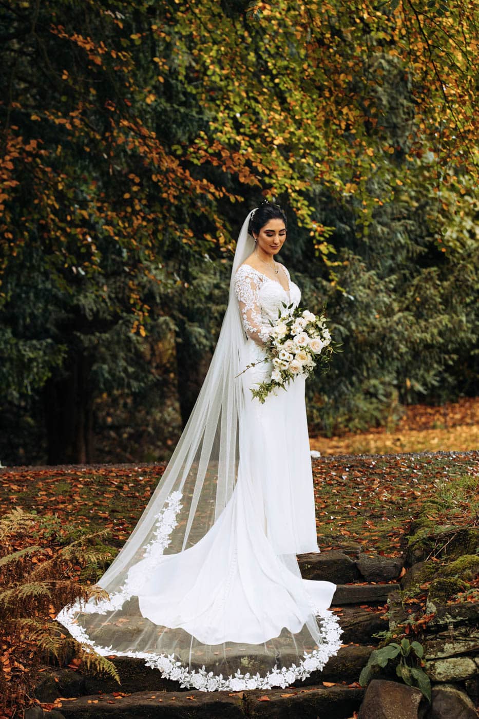 bride and groom at eshott hall wedding venue