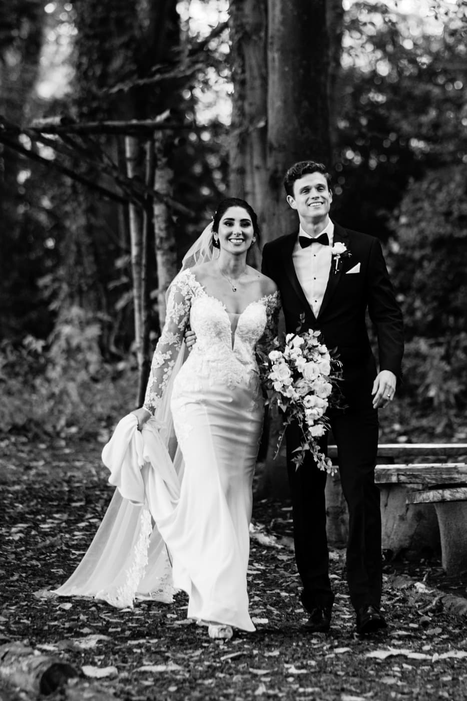 bride and groom at eshott hall wedding venue