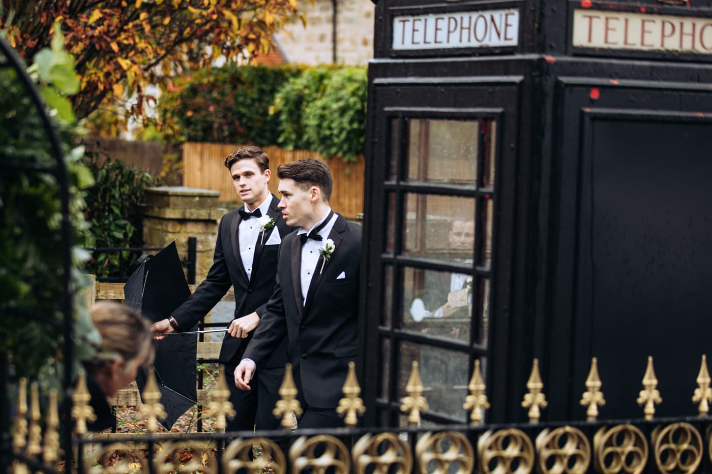 groom walking to the chapel at eshott hall