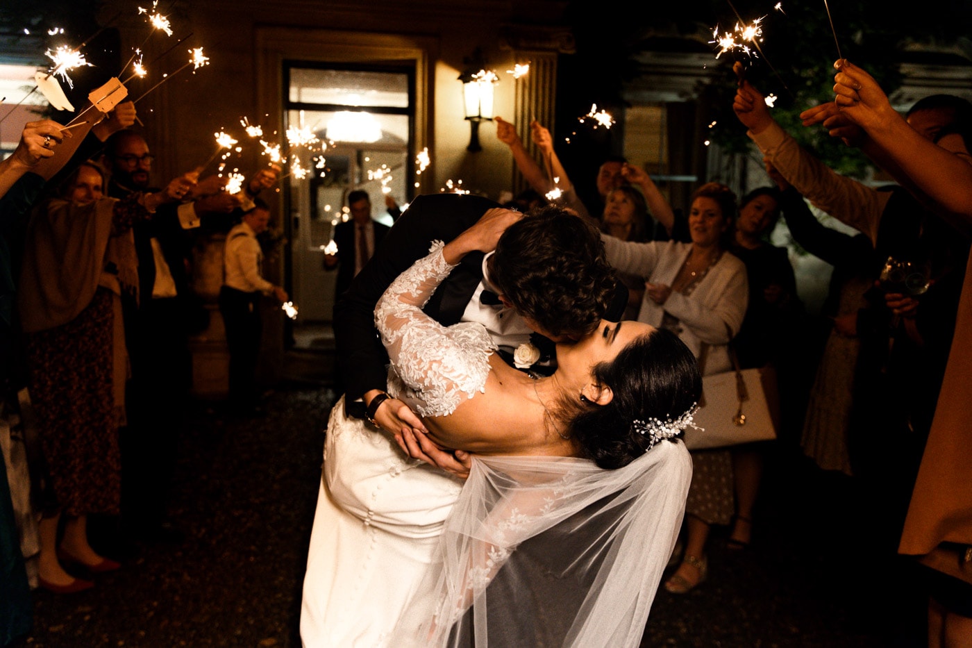 sparklers at eshott hall wedding venue