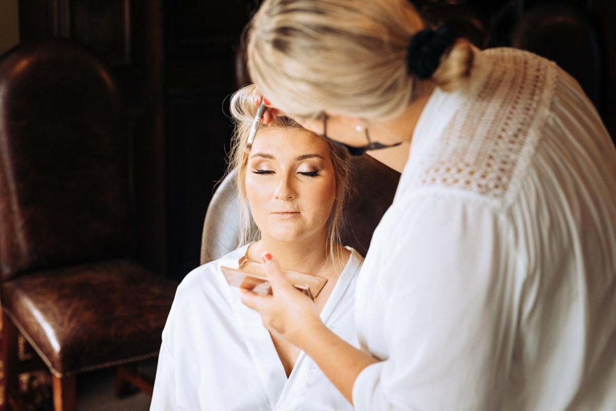 bride getting ready at mitton hall