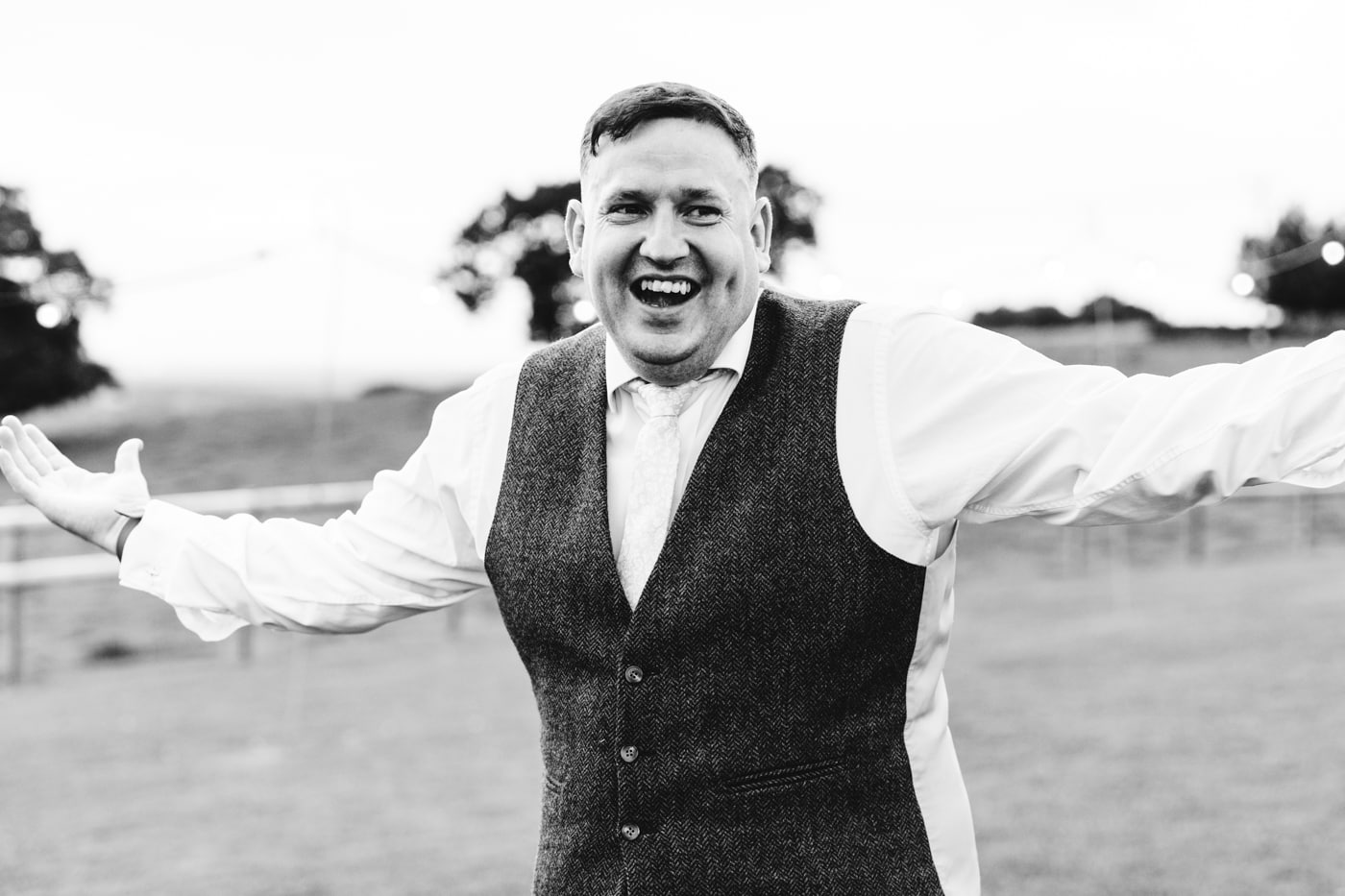 dancing during the wedding breakfast with an entertainer at heaton house farm