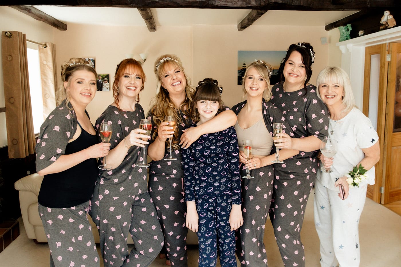 bridal party at their worsley home where bride was getting ready for her wedding day