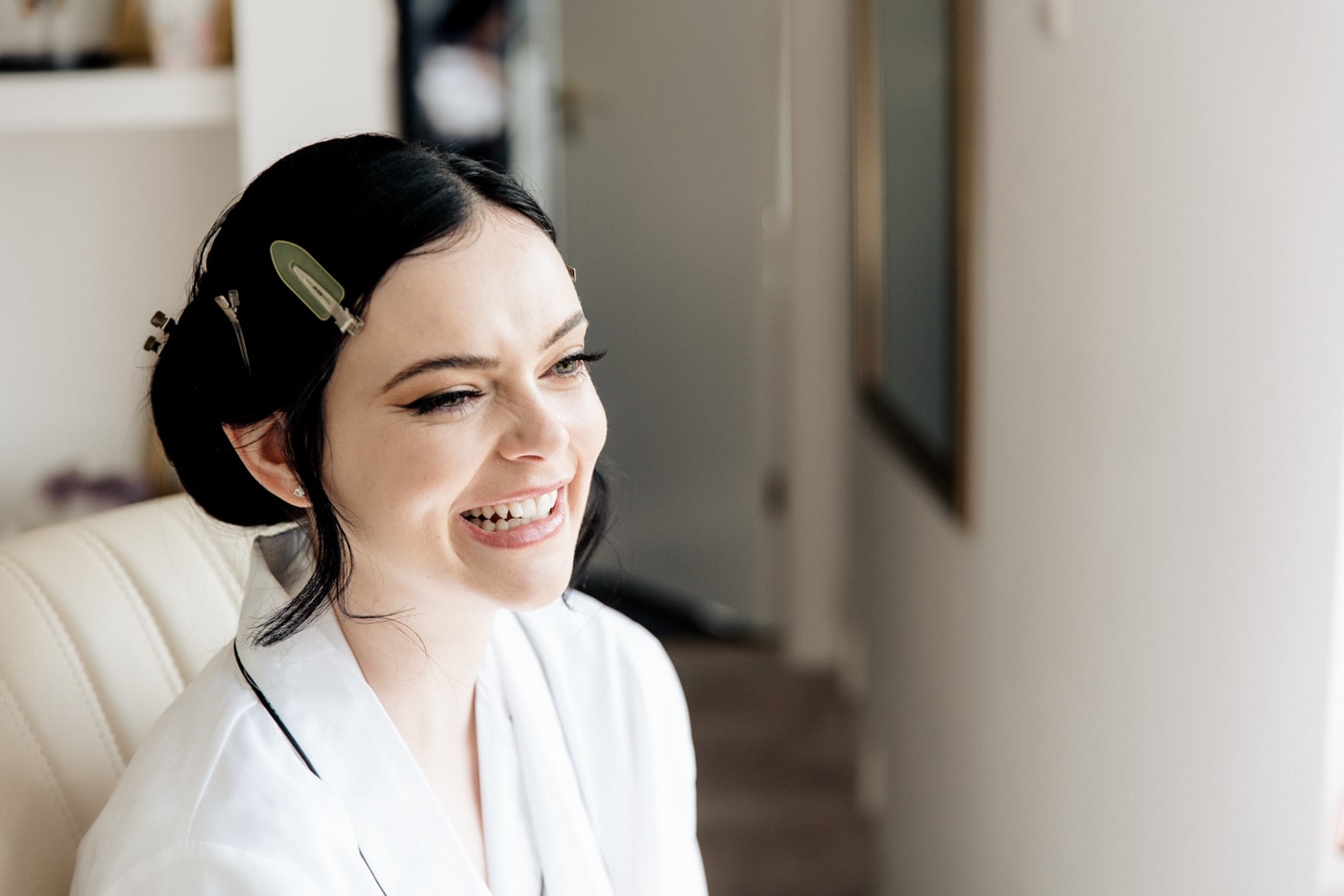 bride getting ready at the hilltop country house hotel in macclesfield
