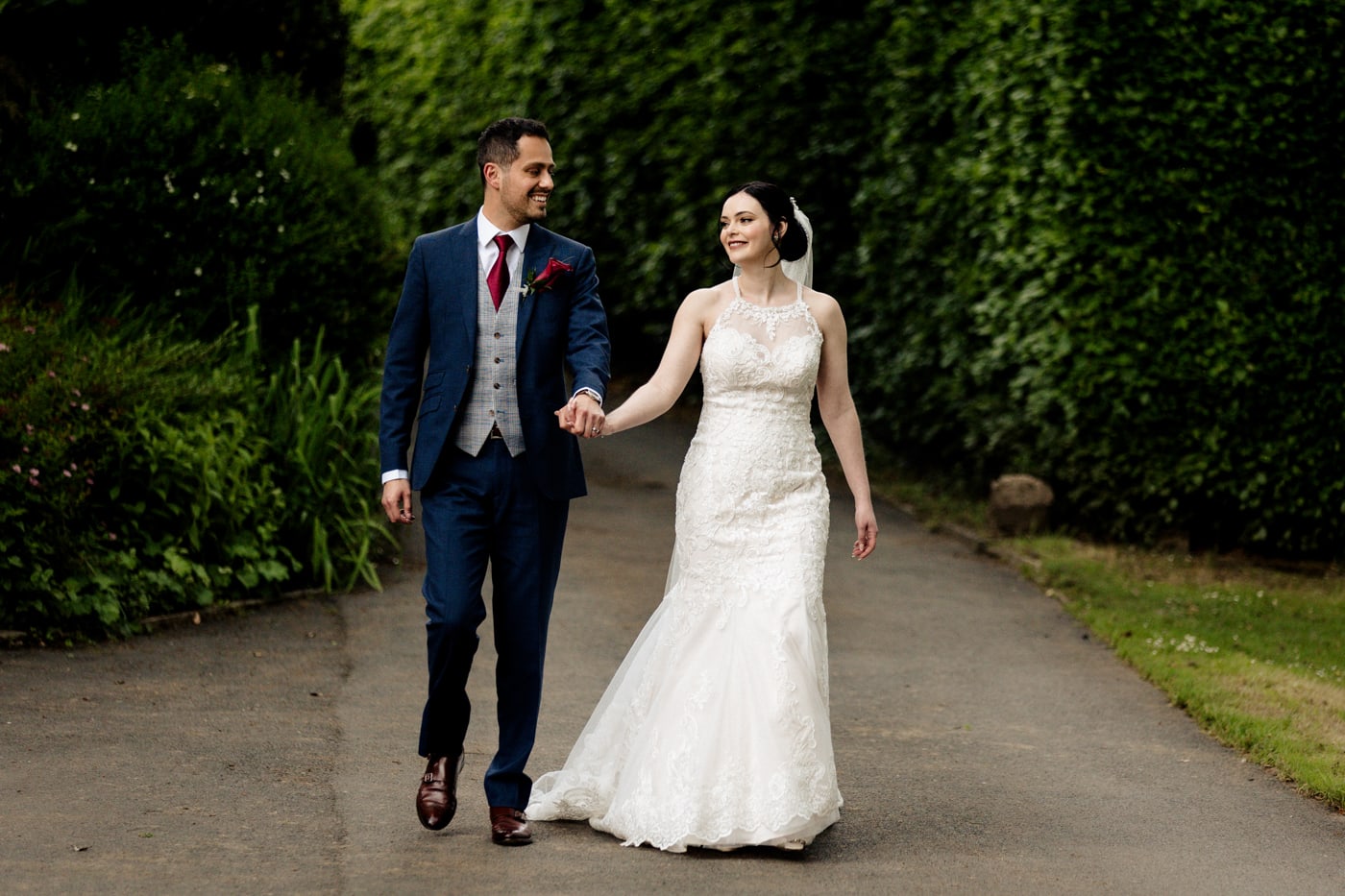 bride and groom portraits at the hilltop country house hotel