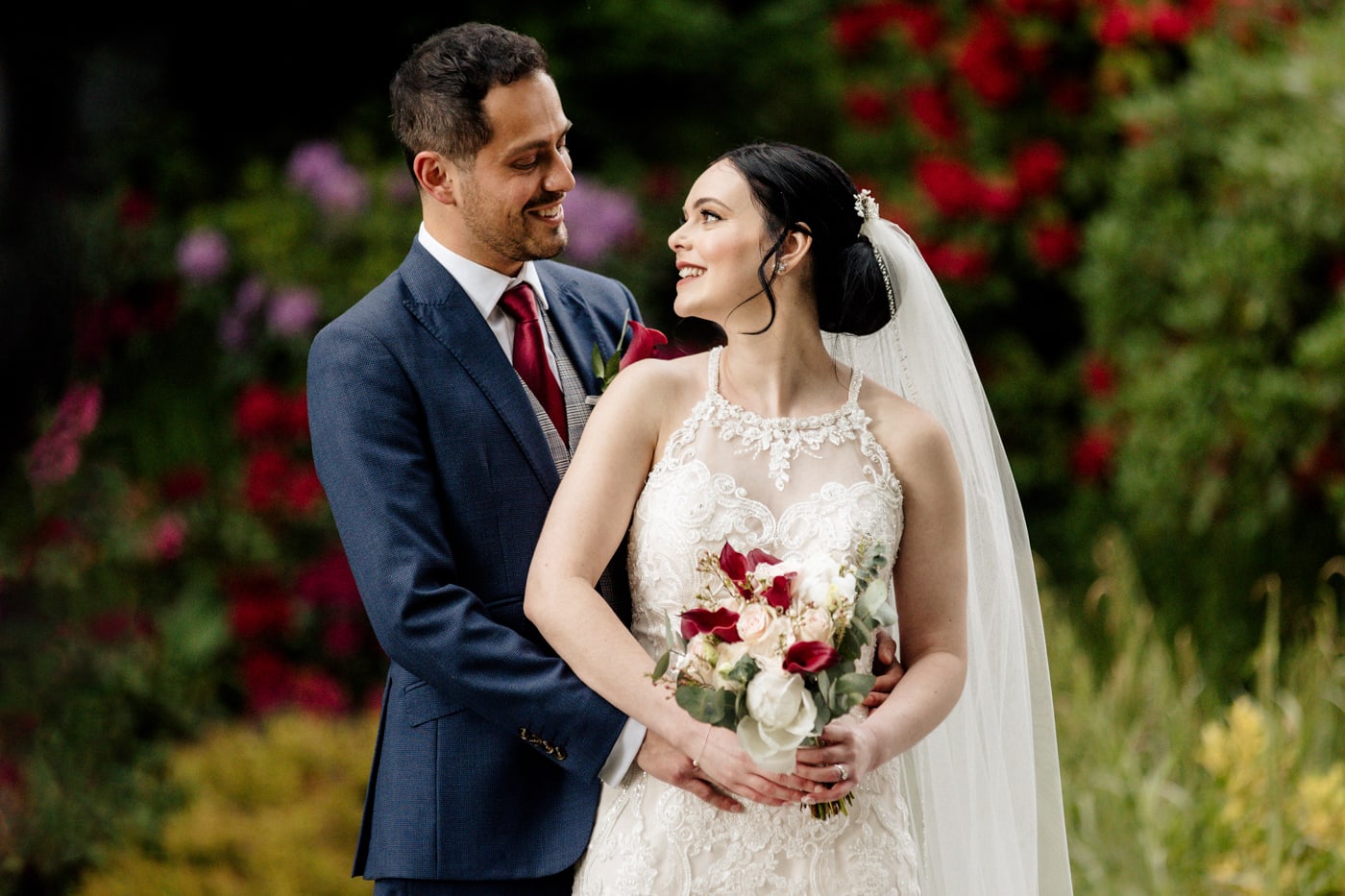 bride and groom portraits at the hilltop country house hotel
