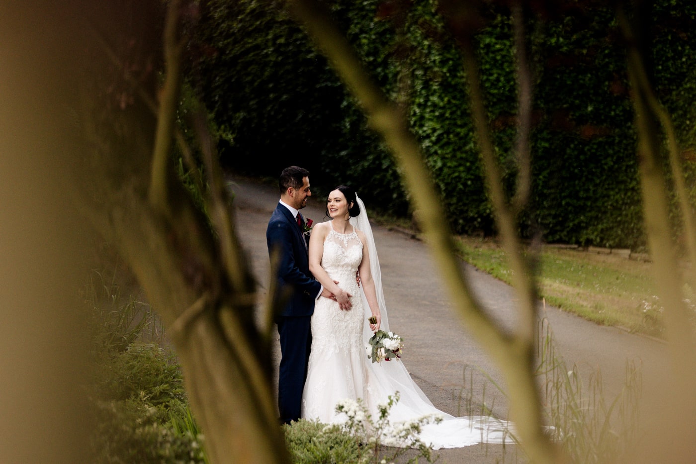 bride and groom portraits at the hilltop country house hotel