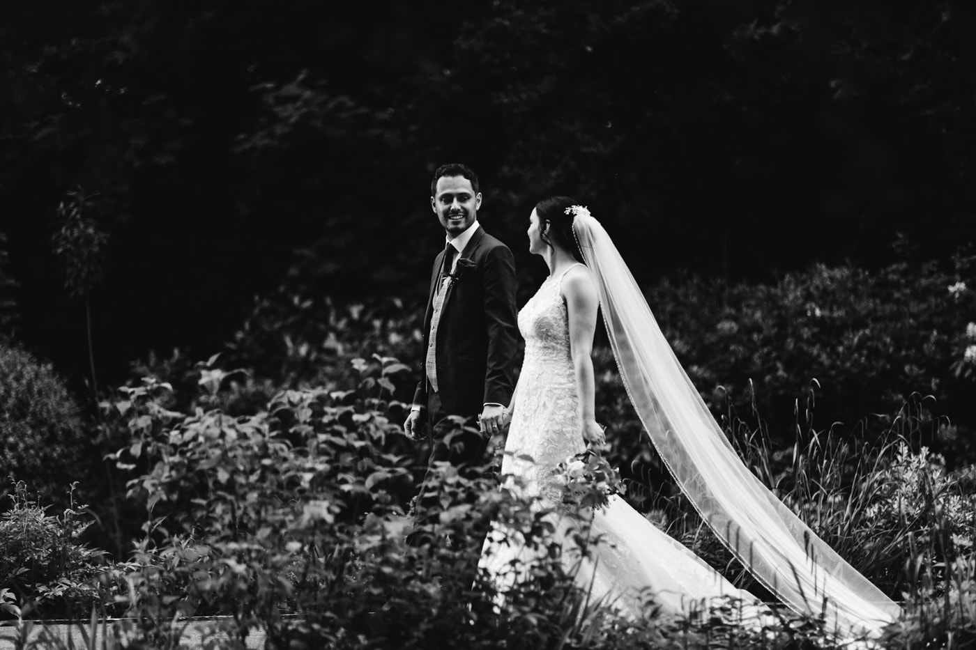 bride and groom portraits at the hilltop country house hotel