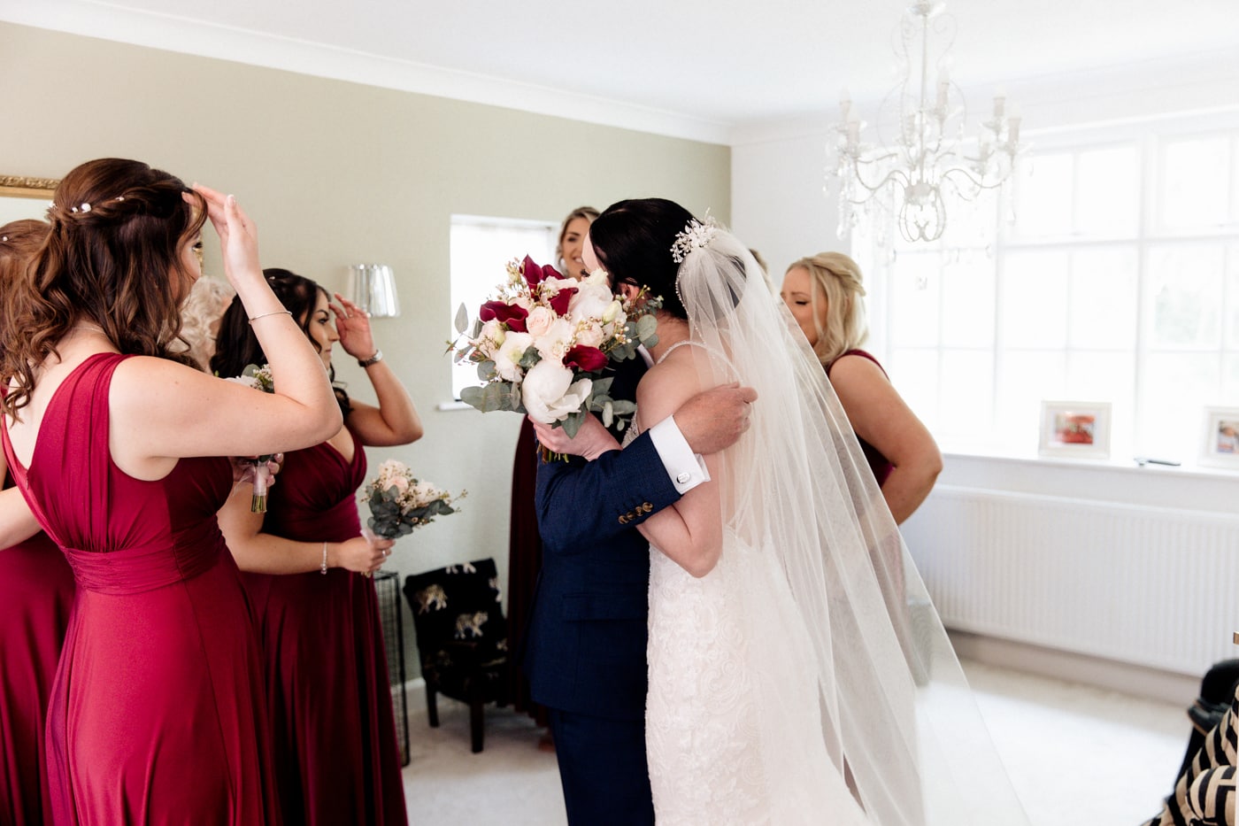bride getting ready at the hilltop country house hotel in macclesfield