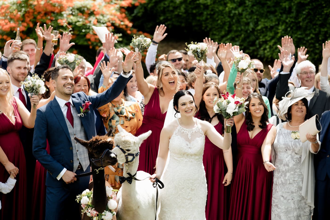 wedding reception in the garden at the hilltop house hotel