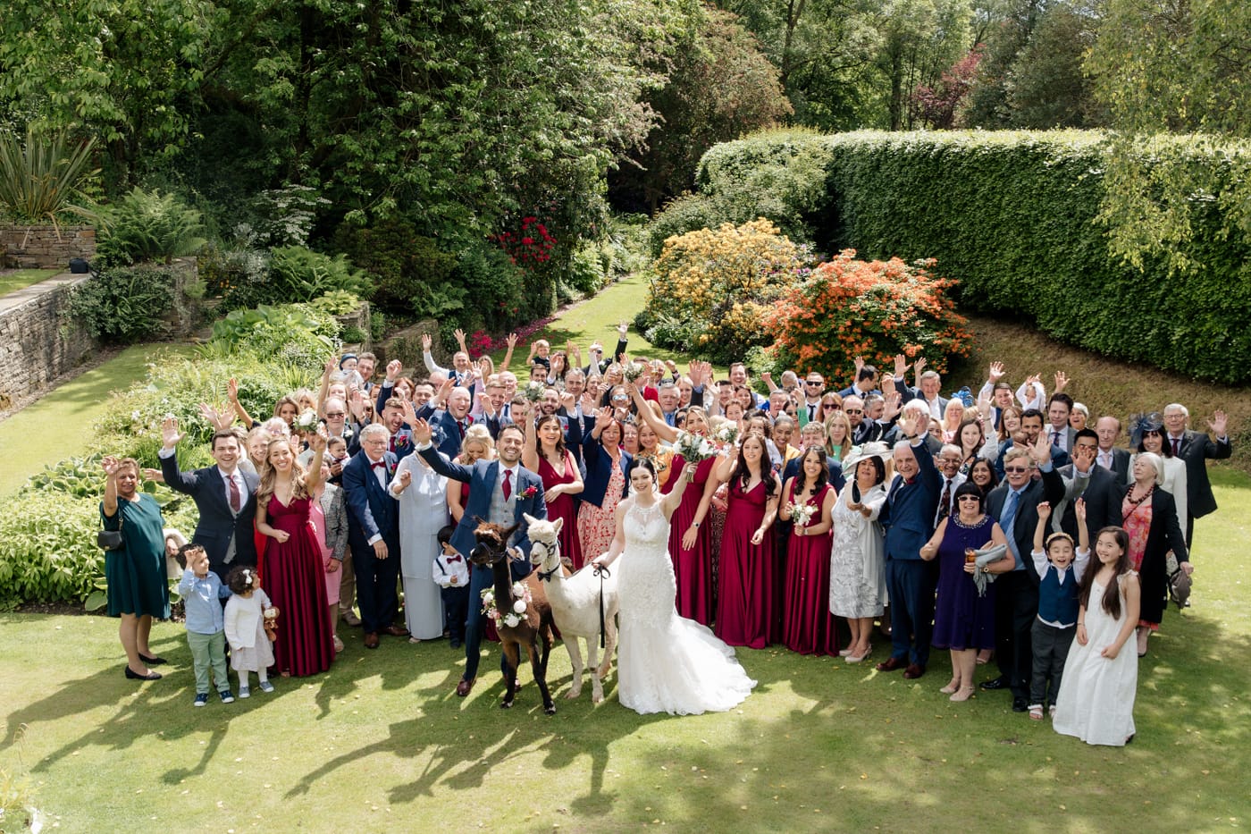wedding reception in the garden at the hilltop house hotel