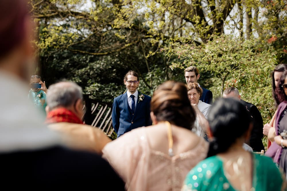 outdoor wedding ceremony at nunsmere hall cheshire for shiv and toby
